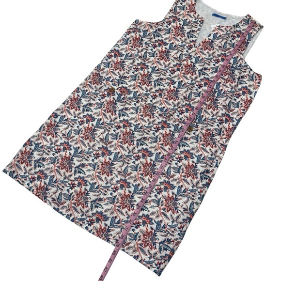 J. McLaughlin Rue Coral/Blue Linen Floral Sleeveless Shift Dress XL NEW $218 - Picture 13 of 16